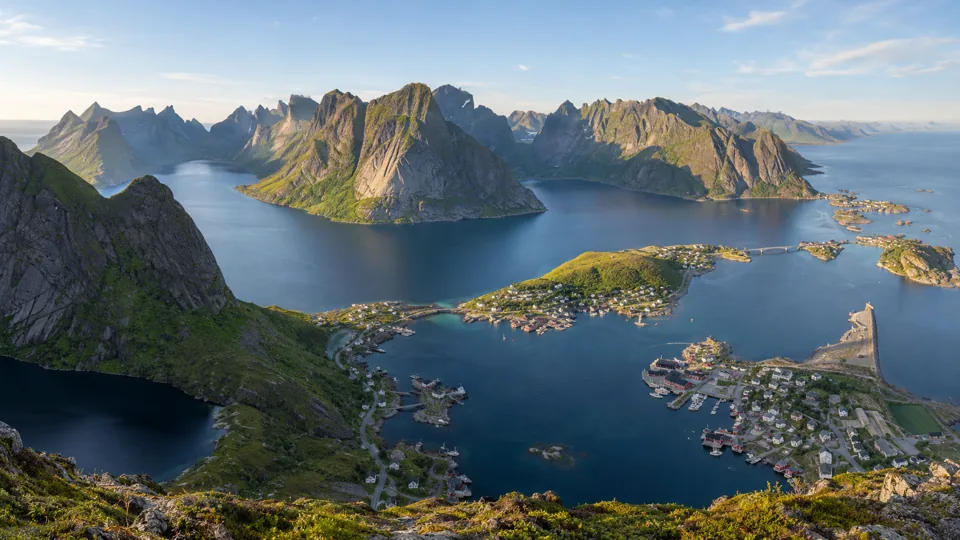 Reine and the mountains of Moskenesoya in Lofoten, Norway
