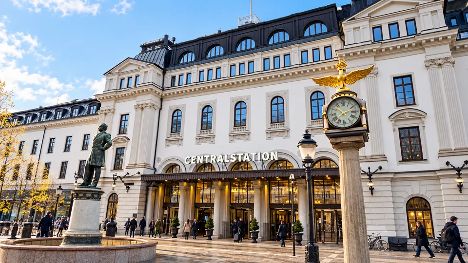 Real historic central station facade