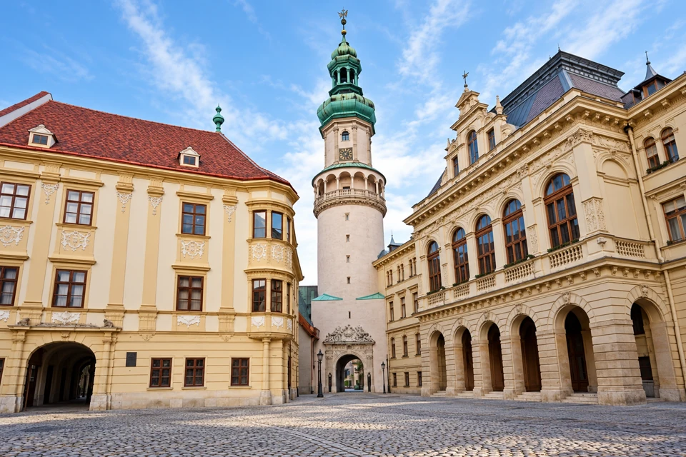 Sopron Firewatch Tower between Storno House and the town hall on Fo ter